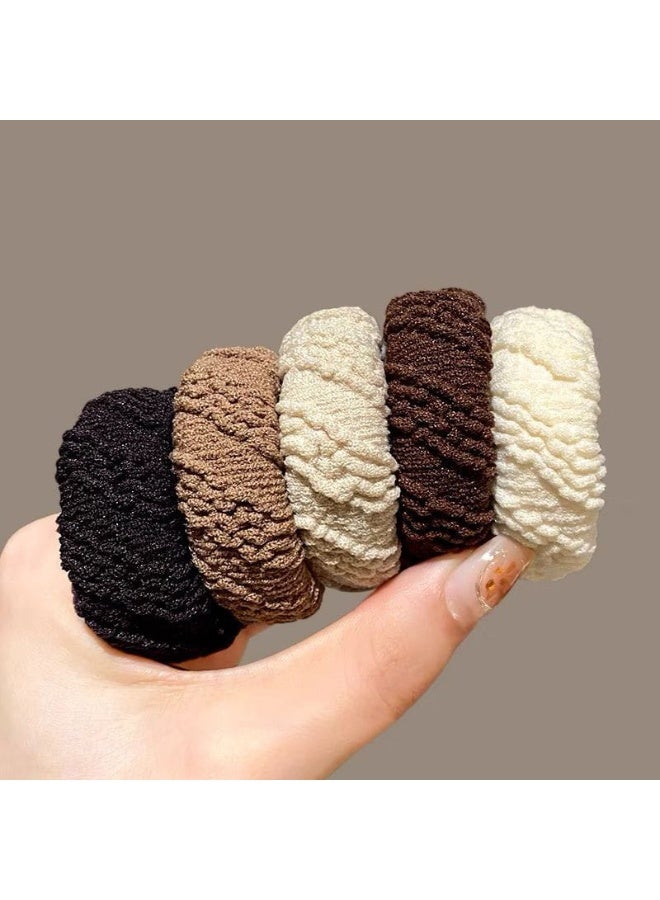 5 Pcs Elegant Thick Elastic Hair Ties For Women-Durable, High Ponytail Holders With Simple Chic Design